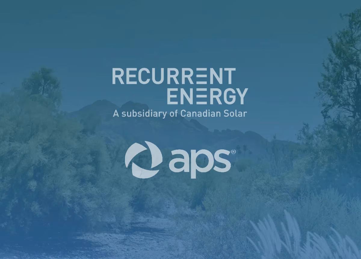 Recurrent Energy, APS logo, desert background.