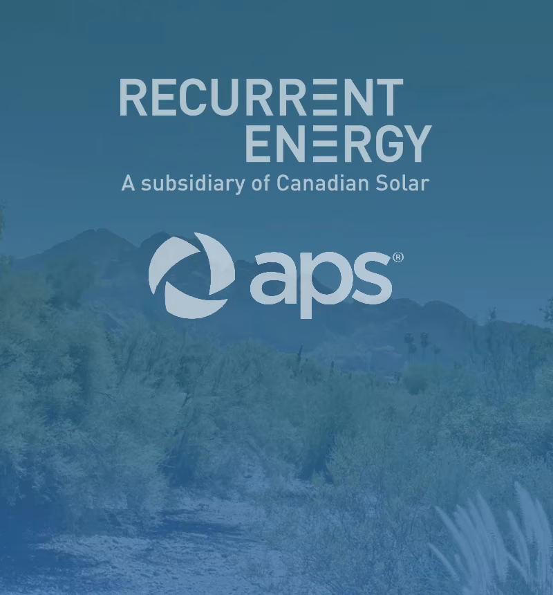 Recurrent Energy, APS logo, desert background.